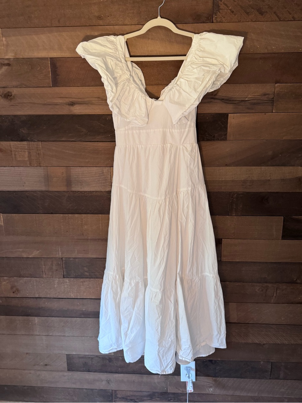 Billy J White Ruffle-Sleeve Midi Dress